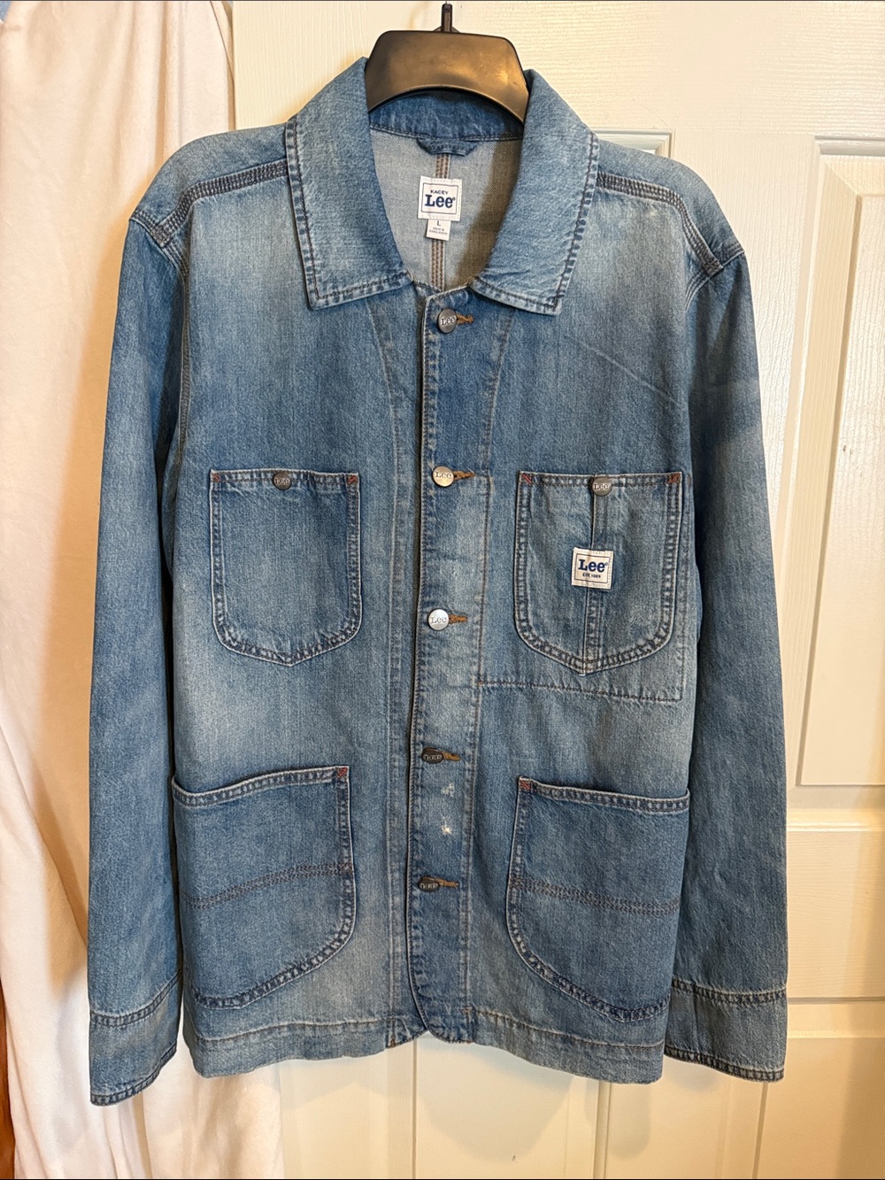 Kacey Lee Blue Denim Shirt Jacket with Patch Pockets